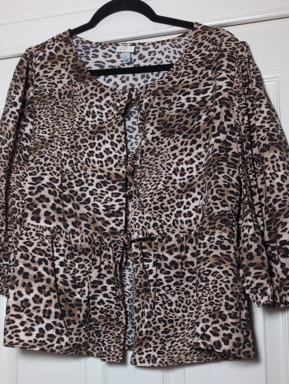 Leopard Print Peplum Blouse - Brown & Black